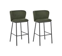 Beliani Set Of 2 Bar Chairs Mina Dark Green