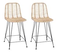 vidaXL Bar Chair 2 pcs 44.5 x 54.5 x 97.5 cm Rattan and Iron