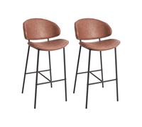 Beliani Set Of 2 Bar Chairs Kiana Faux Leather Brown