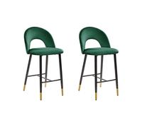 Set of 2 Bar Chairs FALTON Velvet Emerald Green