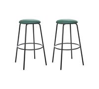 Beliani Set Of 2 Bar Chairs Morton Velvet Emerald Green