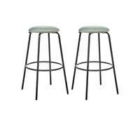Beliani Set Of 2 Bar Stools Morton Velvet Mint Green