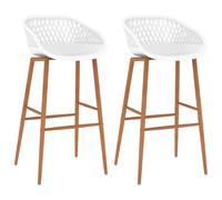 Bar chair set of 2 White PP low back mesh seat 48x47.5x95.5cm wood-look legs 2pc