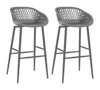Bar Chair Set of 2pcs Black PP Metal Low Back Mesh Counter 48x47.5x95.5 cm 74.5h