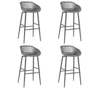 Bar Chair Set of 4 Black PP Metal Mesh Low Back Counter 74.5cm H 48x47.5cm Seat