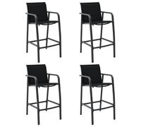 Bar Chair Set of 4 Black Textilene Steel Outdoor 54x63.5x109cm High Back Comfort