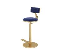 Bar Chair, Stylish Breakfast, Dining Stool, Kitchen, Island Bench Upholstered Seat, Upholstered Seat, Swivel Top Adjustable, Footrest And Metal Base Blue,65~80cm
