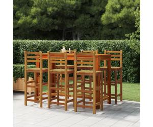 Bar Chairs 2pc Solid Acacia Wood Natural 42x36x110cm 75cm Seat Height Backrests