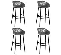 Bar Chairs Set of 4 Grey & Black PP Metal Counter Stools 48x47.5x95.5cm MeshSeat