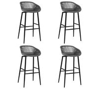 Bar Chairs 4pcs Grey & Black PP Metal 48x47.5x95.5cm Low Back Counter Pack