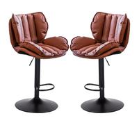 Bar Chairs Faux Leather Swivel Adjustable Hydraulic Bar Stool Counter Height Stool Set of 2 for Home, Kitchen, Dining Room, Pub, Cafe