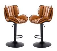 Bar Chairs Faux Leather Swivel Adjustable Hydraulic Bar Stool Counter Height Stool Set of 2 for Home, Kitchen, Dining Room, Pub, Cafe