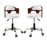 Bar Chairs Set of 2, Counter Height Swivel Barstools for Kitchen Island Chairs, Adjustable PU Leather Leisure Stools with Back and Pulley for Dining Room, Pub