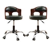 Bar Chairs Set of 2, Counter Height Swivel Barstools for Kitchen Island Chairs, Adjustable PU Leather Leisure Stools with Back and Pulley for Dining Room, Pub