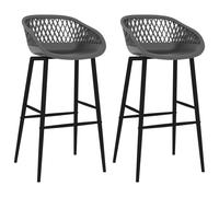 Bar Chairs Set of 2, Grey & Black, PP & Metal, 48x47.5x95.5 cm, Ergonomic Design