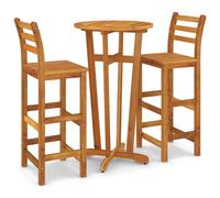 (Bar chairs with backrest, 2 piece) vidaXL Solid Wood Acacia Bar Set Garden Outdoor Wooden Bistro Table and Chair