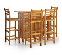 (Bar chairs with backrest, 4 piece) vidaXL Solid Wood Acacia Garden Bar Set Bistro Table Multi Models 3/5 Piece