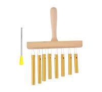 Bar Chimes 8-Tone Percussion Instrument With Knock Stick - 16.5cm/6.5in Birch Wood Aluminum Wind Chime For Music Lovers Beginners Band Practice (Gold)
