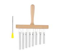 Bar Chimes 8-Tone Percussion Instrument With Knock Stick - 16.5cm/6.5in Birch Wood Aluminum Wind Chime For Music Lovers Beginners Band Practice (Silver)