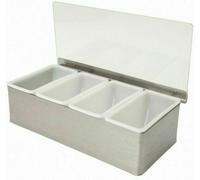 Bar Condiment Holder Stainless Steel Cocktail Lemon Dispenser Garnish 4 x 1Pint