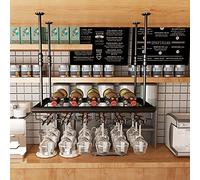 Bar Counter Wine Glass Rack, Hanging Upside Down Rack, Goblet Wine Holder, Creative Wine Storage Shelf, Height-Adjustable Ornaments Hanging Glass Rack,B,60 * 30CM