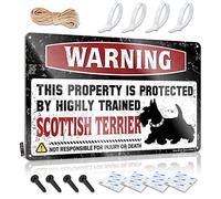 Bar Decor For Home Warning This Property Is Protected By A Highly Trained Scottish Terrier Tin Sign Door Signs For Bedroom Metal Signs Decor(30X40CM)