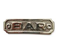 BAR Door Sign Name Plate Solid Brass with a Shiny Nickel Finish 10.5 x 3cm comes with Screws DSN-11-N