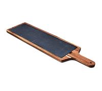 bar@drinkstuff Acacia Wood Serving Board 68 x 18cm - Extra Long Charcuterie & Cheese Platter with Handle and Removable Slate Insert