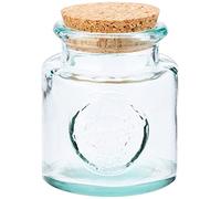 bar@drinkstuff Authentic Recycled Glass Storage Jar with Cork Lid 250ml - Vintage 100% Recycled Green Glass