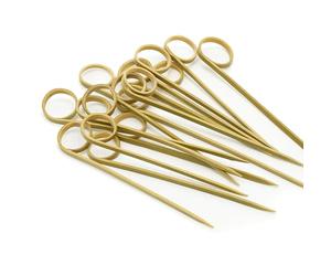 bar@drinkstuff Bamboo Loop Pick 12cm - Set of 24 - Wooden Place Card Holder Cocktail Sticks