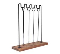 bar@drinkstuff BBQ Kebab Skewer Rack with Acacia Wood Serving Board & 4 Stainless Steel Skewers - Hanging Kebab Stand for Grill & Table Serving