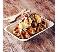 bar@drinkstuff Biodegradable Sugarcane Chip Tray 7 x 5 Inch - Set of 50 - Eco-Friendly Fast Food Tray