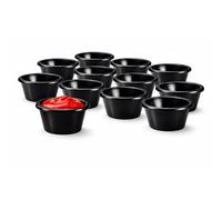 bar@drinkstuff Black Melamine Ramekins - Pack of 12, 4 oz / 12 cl Sauce Pots, Durable Lightweight Serving Dishes, Dishwasher Safe, Perfect for Dips, Condiments & Desserts