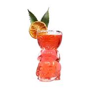 bar@drinkstuff Brah Glass Tiki Mug 500ml Large Clear Glass Tiki Cocktail Mug with Detailed Tiki Face for Rum Cocktails Tropical Drinks Decorative Barware for Home Bar Parties Luaus Events