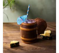 bar@drinkstuff Ceramic Rum Barrel Tiki Mug 22.3oz / 635ml - Creative Cocktail Cup, Pirate Tiki Mug, Barrel Mug