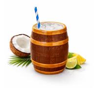 bar@drinkstuff Ceramic Rum Barrel Tiki Mug 22.3oz (635ml) - Pirate-Style Barrel Cocktail Mug for Tropical Drinks & Parties