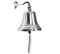 bar@drinkstuff Chrome Last Orders Bell - Large 7" / 180 mm Wall-Mounted Pub & Home Bar Bell, Brass with Chrome Finish, Cast-Iron Ringer & Rope Pull