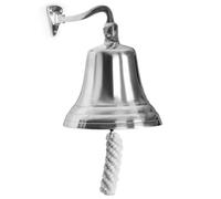 bar@drinkstuff Chrome Last Orders Bell - Small 3.5" / 90 mm Wall-Mounted Pub & Home Bar Bell, Brass with Chrome Finish, Cast-Iron Ringer & Rope Pull