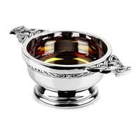 bar@drinkstuff Chrome Plated Quaich Bowl 3.25 Inch - Scottish Quaich Cup, Gaelic Quaich, Highland Quaich, Scottish Drinking Cup