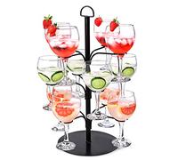 bar@drinkstuff Cocktail Tree Black - Cocktail Glass Display for 12 Glasses, Gin Tree, Ideal for serving Cocktails or Champagne