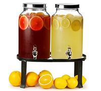 Dual Mason Jar Drinks Dispenser with Stand 352oz / 10ltr | bar@drinkstuff Double Beverage Dispenser, Mason Jar Beverage Dispenser, Double Drinks Dispenser, Juice Dispenser, Cocktail Dispenser