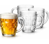 bar@drinkstuff Great British Half Pint Dimpled Glass Beer Mugs - Pack of 48 - Traditional 285ml Half Pint Tankards - Clear Ale & Lager Glass Set - Dishwasher Safe - Bulk Pack - UK Barware Brand