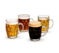 bar@drinkstuff Great British Pint Dimpled Glass Beer Mugs - Pack of 24 - Traditional 568ml Pint Tankards - Heavy Duty Clear Ale & Lager Pint Glass Set - Dishwasher Safe - Bulk Pack - UK Barware Brand