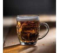 bar@drinkstuff Half Pint Dimple Mug with Window 10oz / 285ml - Set of 4 - Traditional Beer Tankards, Beer Mugs