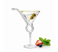 bar@drinkstuff Martini Sipper Cocktail Glasses Pack of 4 - 175ml / 6oz Fairytale Cocktail Glass Set with Built-in Straw Stem