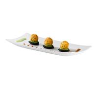 bar@drinkstuff Moonlight Curved Edged Rectangular Buffet Tray 30 x 13cm - Pack of 6 - Porcelain Platter