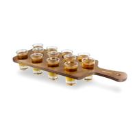 bar@drinkstuff Pine Shot Paddle Board with 12 Essence Shot Glasses - Drinks Paddle with Shot Glasses