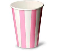 bar@drinkstuff Pink Striped Milkshake Paper Cups 12oz / 340ml, Sleeve of 50
