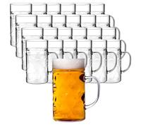bar@drinkstuff Plastic Beer Stein 1 Pint (580 ml) German-Style Handled Tankard - Rigid Polystyrene, Dimpled Finish, Reusable, Traditional Festival & Pub Drinkware (24)