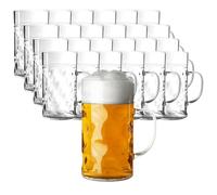 bar@drinkstuff Plastic Beer Stein CE-Lined 2 Pint (≈ 1.14 L) German-Style Handled Tankard - BPA-Free Rigid Polystyrene, Dimpled Finish, Licensed Draft Service (24)